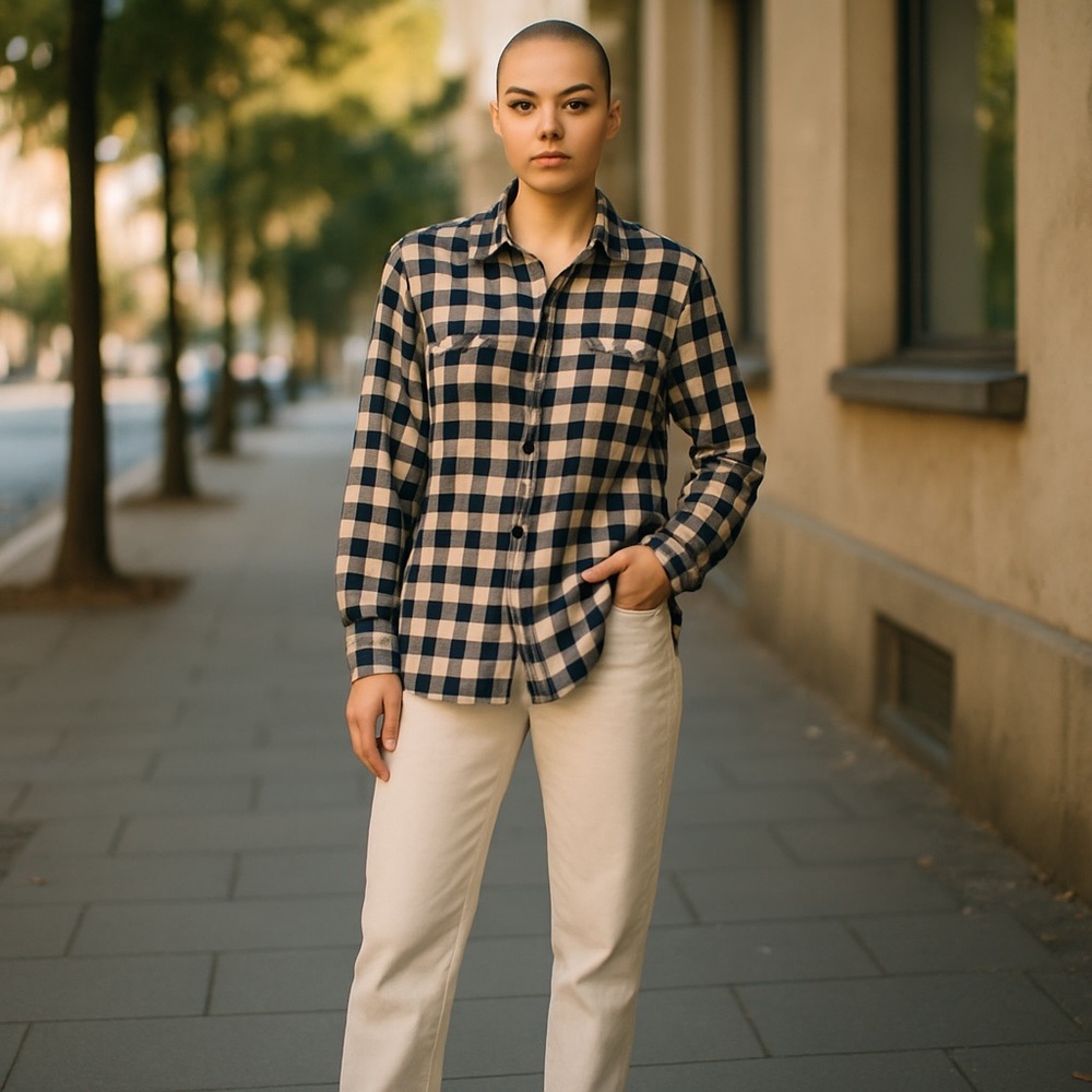 J. Crew Black and White Buffalo Plaid Flannel Shirt